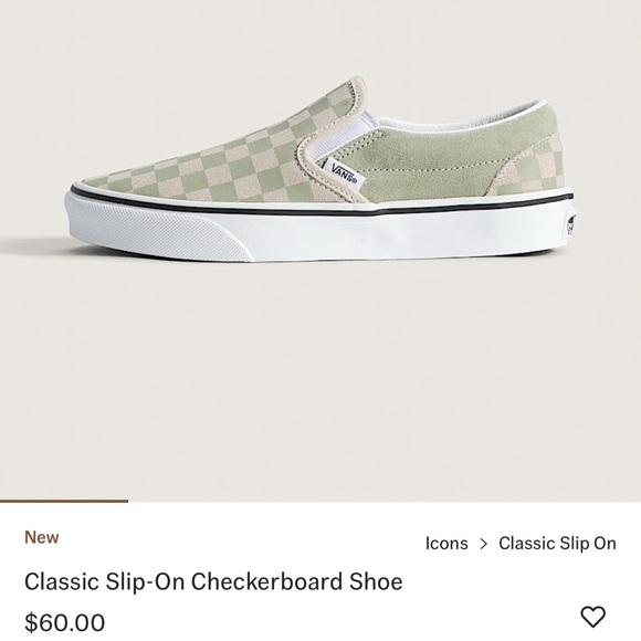 Vans Classic Slip-On Checkerboard Soft Sage Green Size 10 - Picture 3 of 3